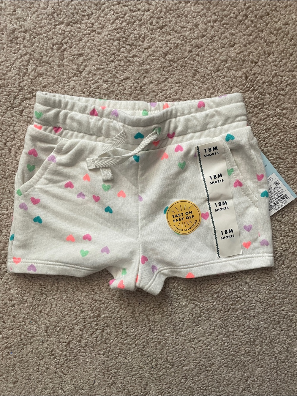 Toddler Heart-Print Cream Shorts